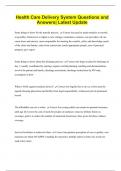 Health Care Delivery System Questions and  Answers&vert; Latest Update 