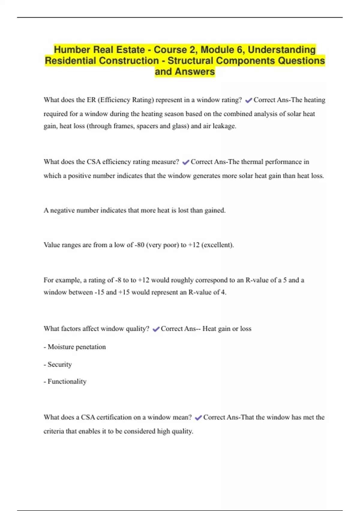 Humber Real Estate - Course 2, Module 6, Understanding Residential ...