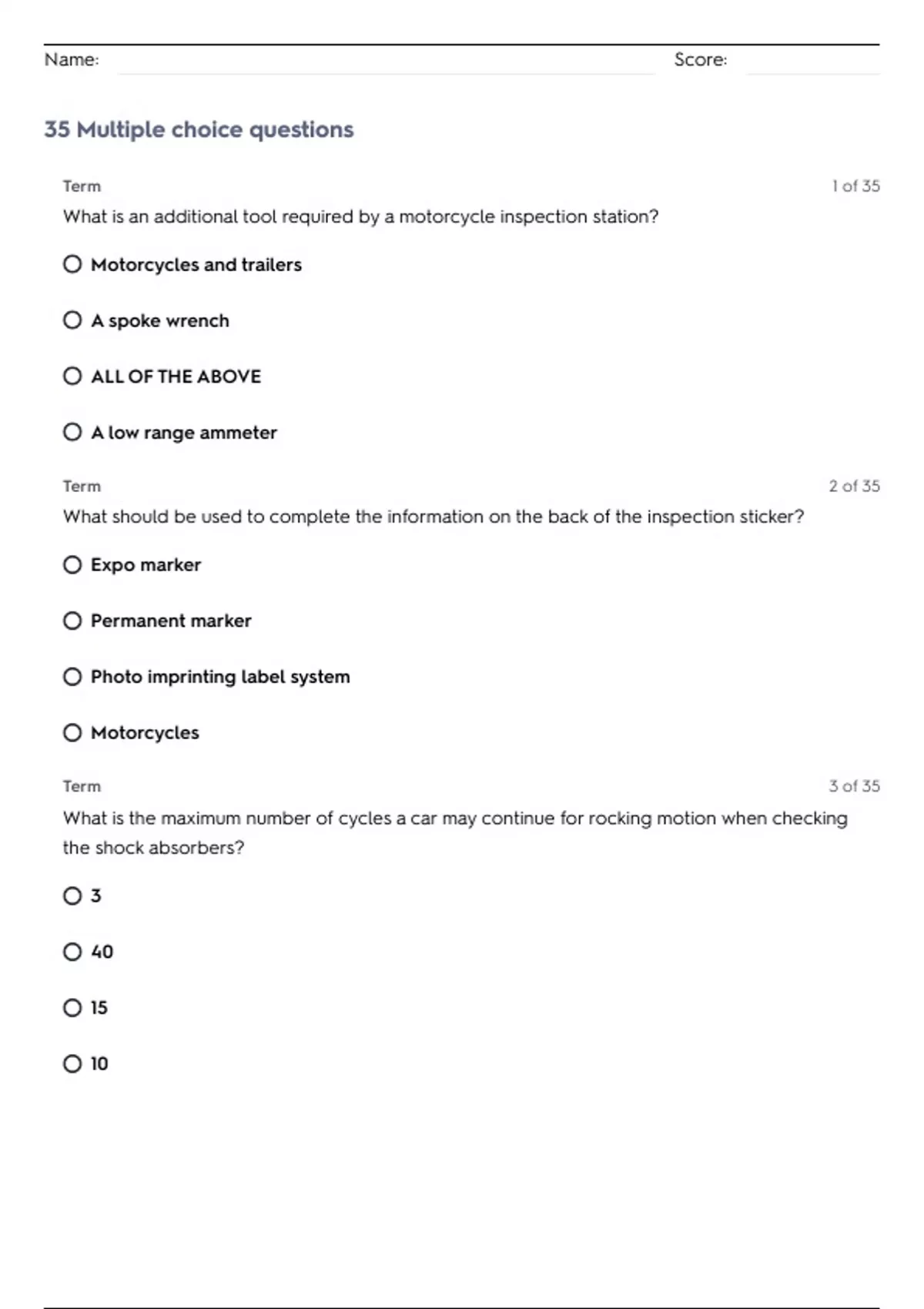 PA SAFETY INSPECTION TEST 2 QUESTIONS WITH COMPLETE ANSWERS - PA State ...