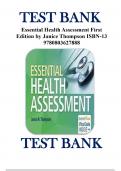 Test Bank - Essential Health Assessment&comma; 1st edition &lpar;Thompson&comma; 2018&rpar;&comma; Chapters 1-24 &vert; All Chapters &vert; ISBN 9780803627888