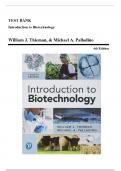 Test Bank - Introduction to Biotechnology&comma; 4th Edition &lpar;Thieman&comma; 2019&rpar;&comma; Chapter 1-13 &vert; All Chapters