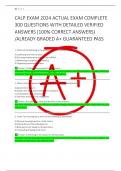 CALP EXAM 2024 ACTUAL EXAM COMPLETE  300 QUESTIONS WITH DETAILED VERIFIED  ANSWERS &lpar;100&percnt; CORRECT ANSWERS&rpar;  &sol;ALREADY GRADED A&plus; GUARANTEED PASS 