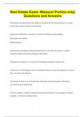 Real Estate Exam- Missouri Portion only&vert;  Questions and Answers