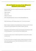 Life and Health Insurance Exam &lpar;Missouri&rpar;  Questions and Answers