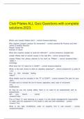  Club Pilates ALL Quiz Questions with complete  &Tab; solutions 2023&period;&Tab; &Tab;  