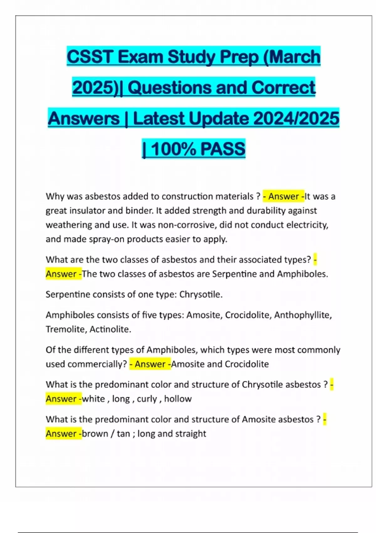 CSST Exam Study Prep (March 2025)| Questions and Correct Answers ...