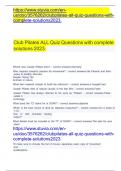 Club Pilates ALL Quiz Questions with complete solutions 2023&period;&Tab; 