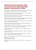 Ontario G1 Exam Questions With Correct Answers Latest New 2025 Update&excl;&excl; Guaranteed A&plus; PASS