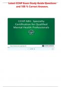 Latest CCHP Exam Study Guide Questions and 100 &percnt; Correct Answers&period;