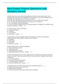Real Estate Finance Questions and Answers correct