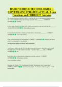 BASIC VEHICLE TECHNOLOGIES 1&colon;  DRIVETRAINS UPDATED ACTUAL Exam  Questions and CORRECT Answers