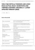 WGU C168 CRITICAL THINKING AND LOGIC EXAM ACTUAL EXAM  &vert; QUESTIONS AND VERIFIED ANSWERS &vert; GRADED A&plus; &vert; LATEST UPDATED VERSION &lpar;2025&rpar;
