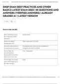 SNSP EXAM BEST PRACTICES AND OTHER BASICS LATEST EXAM 2025 &vert; 85 QUESTIONS AND ANSWERS &lpar;VERIFIED ANSWERS&rpar; &vert; ALREADY GRADED A&plus; &vert; LATEST VERSION