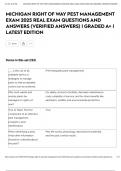 MICHIGAN RIGHT OF WAY PEST MANAGEMENT EXAM 2025 REAL EXAM QUESTIONS AND ANSWERS &lpar;VERIFIED ANSWERS&rpar; &vert; GRADED A&plus; &vert; LATEST EDITION