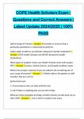 COPE HEALTH SCHOLARS PACKAGE DEAL EXAMS &vert; QUESTIONS AND CORRECT ANSWERS &vert; LATEST UPDATE 2024&sol;2025