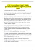 NYS License Exam Study Guide Questions And Answers &vert; 100&percnt; Verified 2025