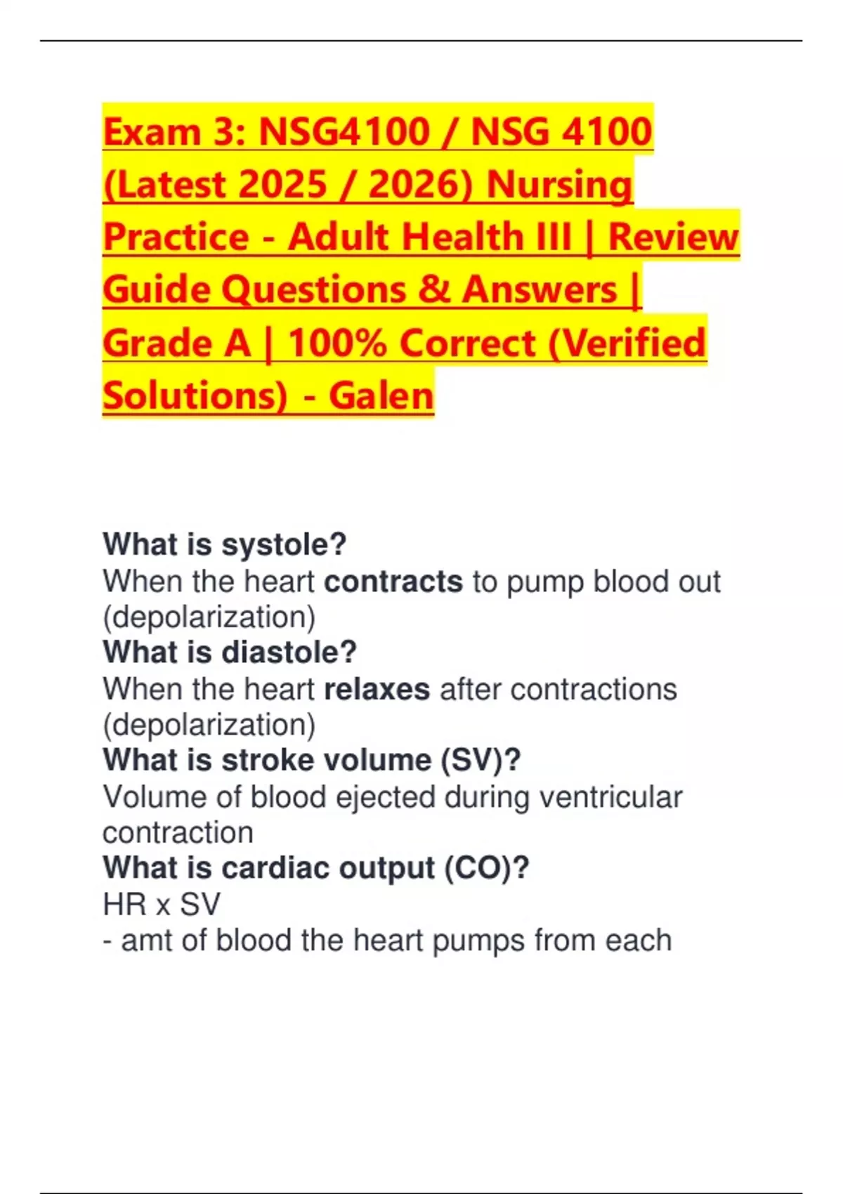 Exam 3: NSG4100 / NSG 4100 (Latest 2025 / 2026) Nursing Practice ...