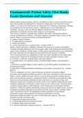 Fundamentals Patient Safety &lpar;Test Bank&rpar; Exam Questions and Answers