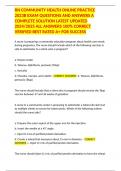 RN COMMUNITY HEALTH ONLINE PRACTICE 2023B EXAM QUESTIONS AND ANSWERS A COMPLETE SOLUTION LATEST UPDATED 2024&sol;2025 ALL ANSWERS 100&percnt; CORRECT VERIFIED BEST RATED A&plus; FOR SUCCESS