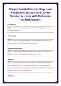 Oregon Board of Cosmetology Laws  And Rules Questions And Correct  Detailed Answers With Rationales  &lpar;Verified Answers&rpar;