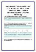 THEORIES OF COUNSELING AND  PSYCHOTHERAPY FINAL EXAM QUESTIONS AND CORRECT  DETAILED ANSWERS &lpar;VERIFIED  ANSWERS&rpar;