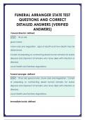 FUNERAL ARRANGER STATE TEST QUESTIONS AND CORRECT  DETAILED ANSWERS &lpar;VERIFIED  ANSWERS&rpar;