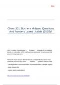 Chem 301 Biochem Midterm Questions And Answers Latest Update &lpar;2025&rpar;&excl;&excl;