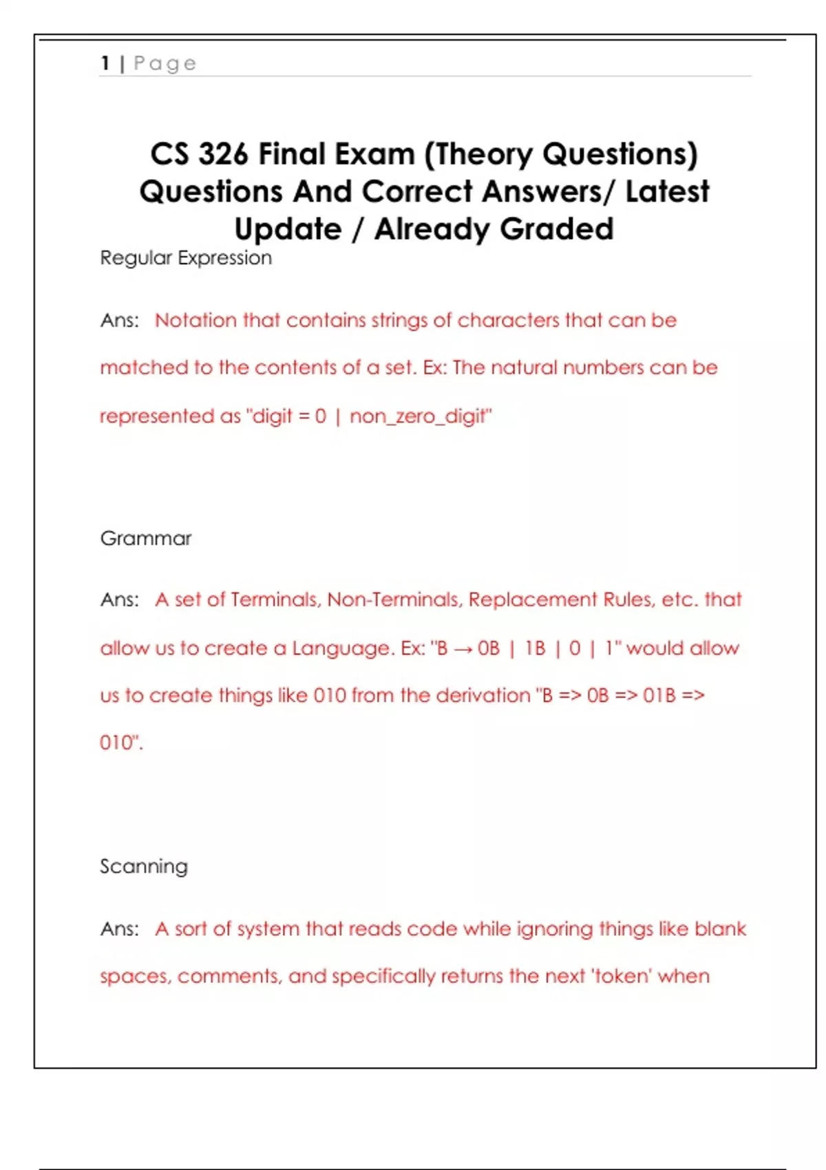 CS 326 Final Exam (Theory Questions) Questions And Correct Answers ...