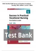 TEST BANK FOR SUCCESS IN PRACTICAL VOCATIONAL NURSING 10TH EDITION CARROL COLLIER ALL CHAPTERS COVERED GRADED A&plus; LATEST UPDATE 2025&sol;2026