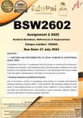 BSW2602 Assignment 2 &lpar;COMPLETE ANSWERS&rpar; 2025 &lpar;192465 &rpar; - DUE 21 July 2025