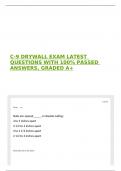 C-9 DRYWALL EXAM LATEST QUESTIONS WITH 100&percnt; PASSED ANSWERS&comma; GRADED A&plus;