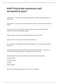 KHP Final Exam questions well answered to pass