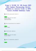 Exam 2&colon; NU150&sol; NU 150 &lpar;Latest 2025&sol; 2026 Update&rpar; Pharmacology Review&vert; Questions & Answers&vert; Grade A&vert; 100&percnt; Correct &lpar;Verified Solutions&rpar;- Galen