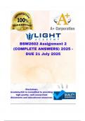 BSW2602 Assignment 2 &lpar;COMPLETE ANSWERS&rpar; 2025 &lpar;192465 &rpar; - DUE 21 July 2024&semi; 100&percnt; TRUSTED Complete&comma; trusted solutions and explanations