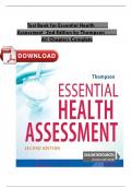 TEST BANK for Essential Health Assessment 2nd Edition by Thompson&comma; All Chapters 1 - 24 Complete