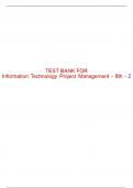 Test Bank For Information Technology Project Management - 8th - 2016 All Chapters