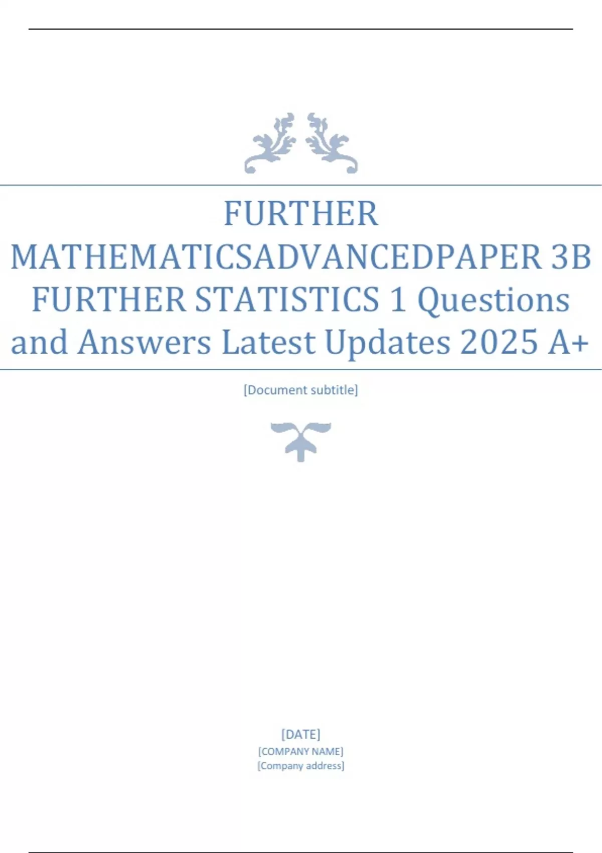 FURTHER MATHEMATICS ADVANCED PAPER 3C FURTHER MECHANICS 1 Question and ...
