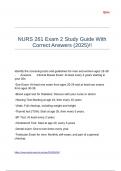NURS 261 Exam 2 Study Guide With Correct Answers &lpar;2025&rpar;&excl;&excl;