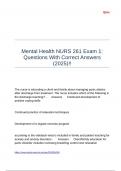 Mental Health NURS 261 Exam 1 Questions With Correct Answers &lpar;2025&rpar;&excl;&excl;