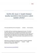 NURS 261 Quiz 2 Health Related Quality Questions And Answers Latest Update &lpar;2025&rpar;&excl;&excl;