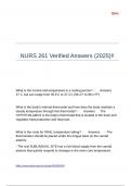 NURS 261 Verified Answers &lpar;2025&rpar;&excl;&excl;