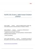 NURS 261 Exam 1 With Actual Solution &lpar;2025&rpar;&excl;&excl;