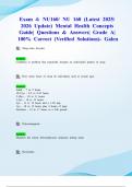 Exam 4&colon; NU160&sol; NU 160 &lpar;Latest 2025&sol; 2026 Update&rpar; Mental Health Concepts Guide&vert; Questions & Answers&vert; Grade A&vert; 100&percnt; Correct &lpar;Verified Solutions&rpar;- Galen