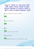 Exam 4&colon; NU160&sol; NU 160 &lpar;Latest 2025&sol; 2026 Update&rpar; Mental Health Concepts Review&vert; Questions & Answers&vert; Grade A&vert; 100&percnt; Correct &lpar;Verified Solutions&rpar;- Galen