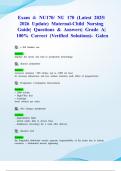 Exam 4&colon; NU170&sol; NU 170 &lpar;Latest 2025&sol; 2026 Update&rpar; Maternal-Child Nursing Guide&vert; Questions & Answers&vert; Grade A&vert; 100&percnt; Correct &lpar;Verified Solutions&rpar;- Galen