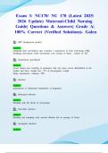 Exam 3&colon; NU170&sol; NU 170 &lpar;Latest 2025&sol; 2026 Update&rpar; Maternal-Child Nursing Guide&vert; Questions & Answers&vert; Grade A&vert; 100&percnt; Correct &lpar;Verified Solutions&rpar;- Galen