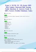 Exam 2&colon; NU170&sol; NU 170 &lpar;Latest 2025&sol; 2026 Update&rpar; Maternal-Child Nursing Guide&vert; Questions & Answers&vert; Grade A&vert; 100&percnt; Correct &lpar;Verified Solutions&rpar;- Galen