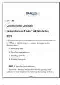 CS 310 Cybersecurity Concepts Comprehensive Finals Test &lpar;Qns & Ans&rpar; 2025&period;