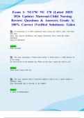 Exam 1&colon; NU170&sol; NU 170 &lpar;Latest 2025&sol; 2026 Update&rpar; Maternal-Child Nursing Review&vert; Questions & Answers&vert; Grade A&vert; 100&percnt; Correct &lpar;Verified Solutions&rpar;- Galen