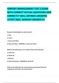 AIRPORT MANAGEMENT TEST 2 EXAM  WITH CORRECT ACTUAL QUESTIONS AND CORRECTLY WELL DEFINED ANSWERS LATEST 2025  ALREADY GRADED A&plus;         